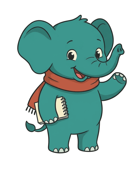 Stompy the elephant waving hello